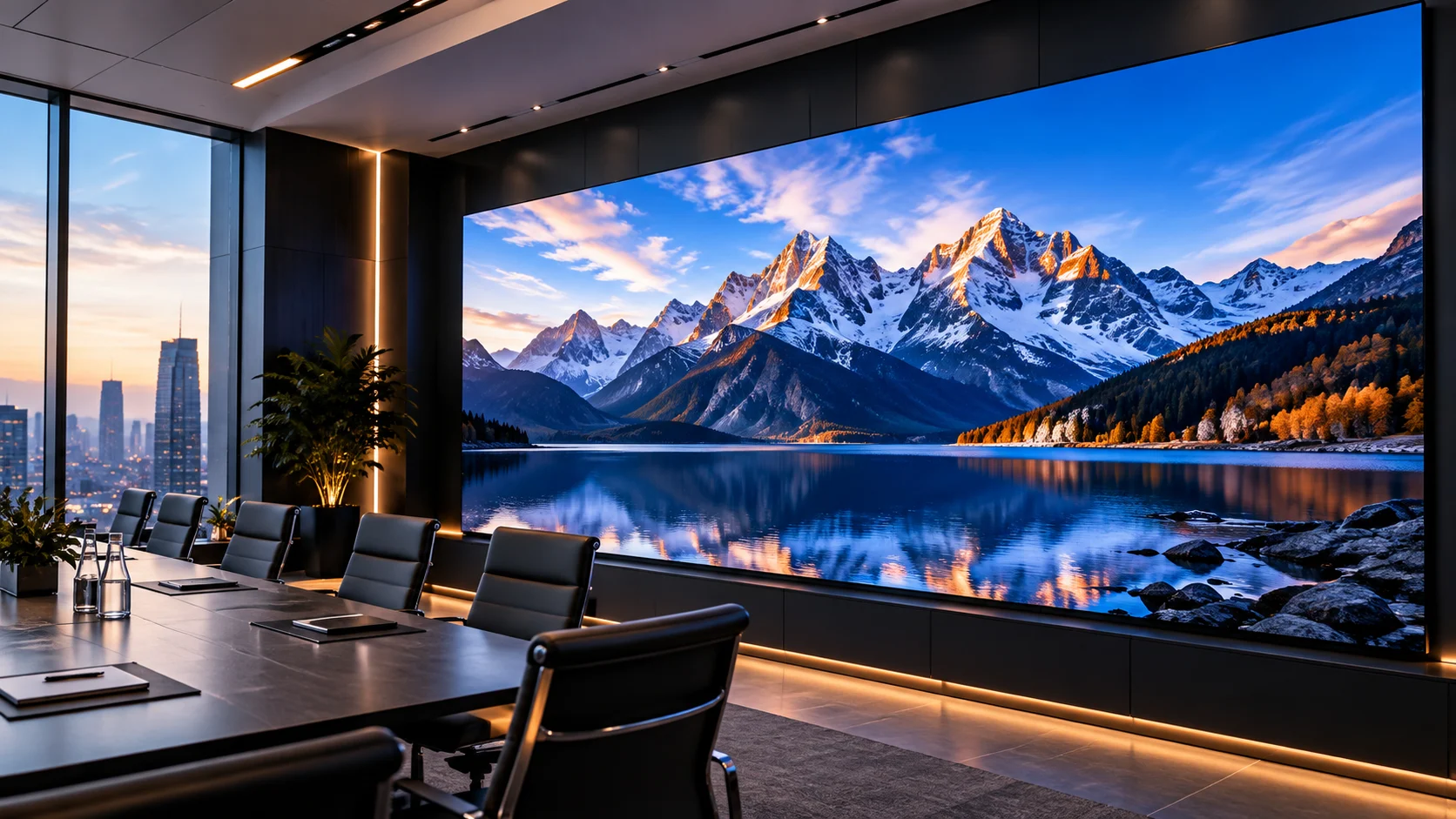SVLC COB LED display installed in a modern conference room